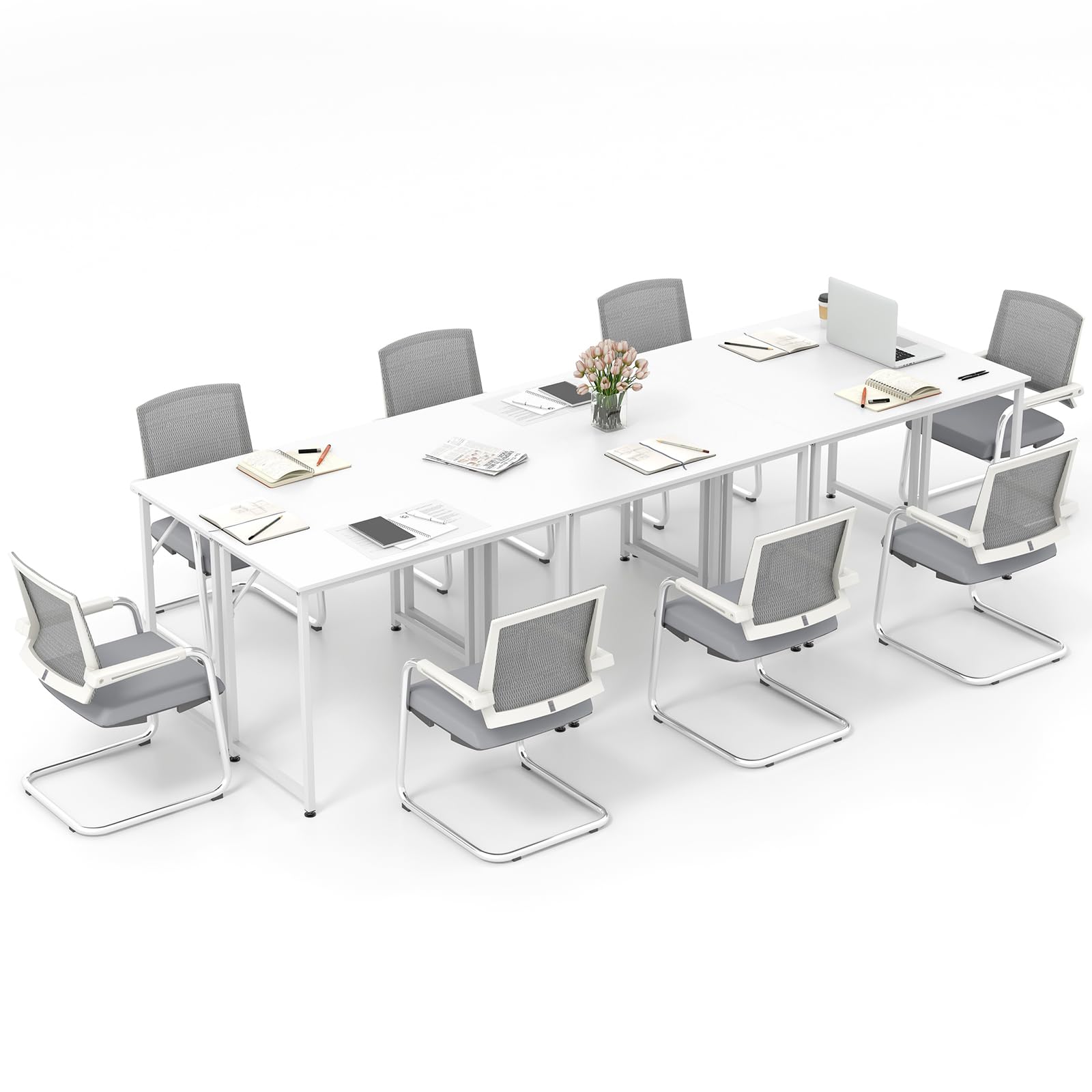 Tangkula Set Of 6 Conference Tables, Rectangular Meeting Room Table With Adjustable Foot Pads, Seminar Table For School Or College, Boardroom Desk, Study Writing Desk, Home Office Desk